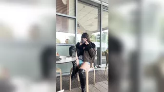 Leg spread flashing panties in coffe store @thatirishgirlclaudia claudia ☘️ #4