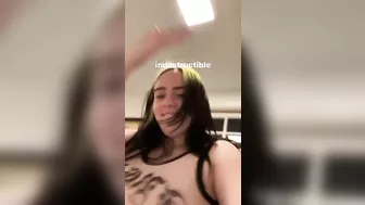 Billie Eilish slapping her big natural tits #3