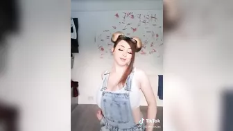 18 year old shows off huge tits in dungarees #4