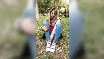 dirty socks on the park then beautiful soles