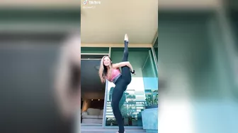 Flexible White Girl Stretching in Yoga Pants #2