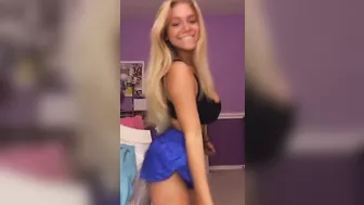 Big Busty Blonde in Blue Booty Shorts????????