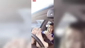 Baddie takes off her socks in the car and rests them on the steering wheel ♥️♥️ @ in the video #4