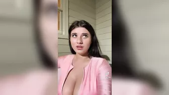 Brunette with huge tits #4