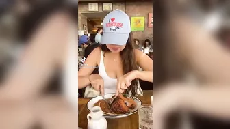 Syrup on Chicken and waffles ♥️♥️ ♥️♥️. Also read her hat ♥️♥️ #2