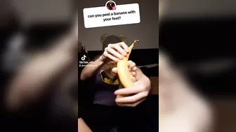 Peeling a banana with her feet #3