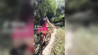 Hot girl riding bike in dress @yanethmarinc #2